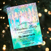 Invitation Chic bleu aqua licorne gouttes parties scintillant