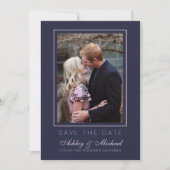 Invitation Chic Bleu Bleu Rose Photo Mariage Enregistrer La D (Devant)