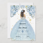 Invitation Chic Bleu et Blanc Quinceañera (Devant)