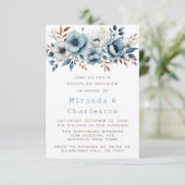 Invitation Chic Bleu Fleur Mariage Couples Douche Couples (Debout devant)