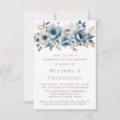 Invitation Chic Bleu Fleur Mariage Couples Douche Couples (Devant)