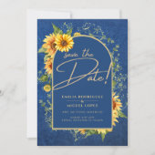 Invitation Chic Bleu Jaune Mariage All-in-1 (Devant)