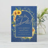 Invitation Chic Bleu Jaune Mariage All-in-1 (Debout devant)