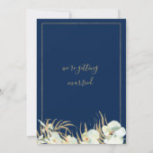 Invitation Chic bleu marine or élégant orchidée mariage flora (Dos)