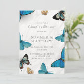 Invitation Chic bleu Turquoise Aquarelle Papillon Couples Dou (Debout devant)
