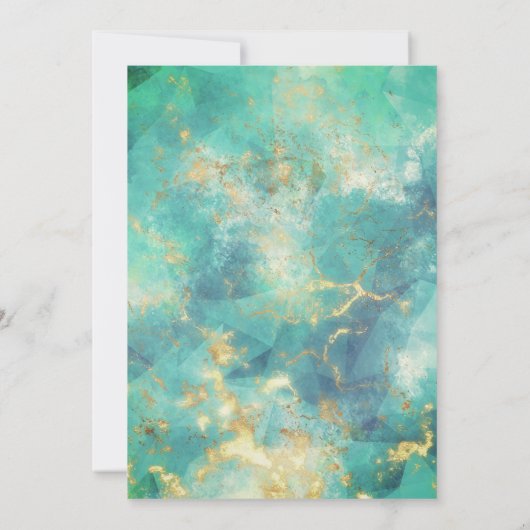 Invitation Chic bleu turquoise or parties scintillant gouttes (Dos)