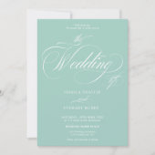 Invitation Chic bleu turquoise tout en un mariage de calligra (Devant)