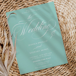 Invitation Chic bleu turquoise tout en un mariage de calligra