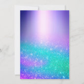 Invitation Chic bleu violet ombre parties scintillant goutte  (Dos)