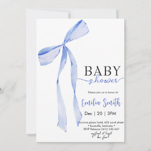 Invitation Chic Blue Boy Coquette Bow Baby shower