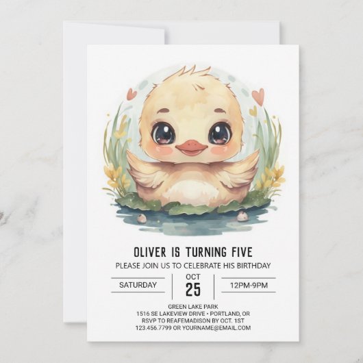 Invitation Chic Blue Canard Anniversaire (Devant)