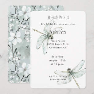 Invitation Chic Blue Dragonflies Anniversaire