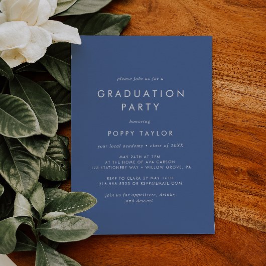 Invitation Chic Blue Graduation Party