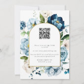 Invitation Chic Blue Navy tout en 1 Budget QR Code Mariage (Dos)