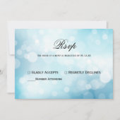 Invitation Chic Blue parties scintillant Bokeh Light Wedding (Devant)