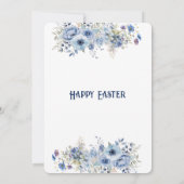 Invitation Chic Blue Pastel Floral Blooms Pâques Dimanche fêt (Dos)