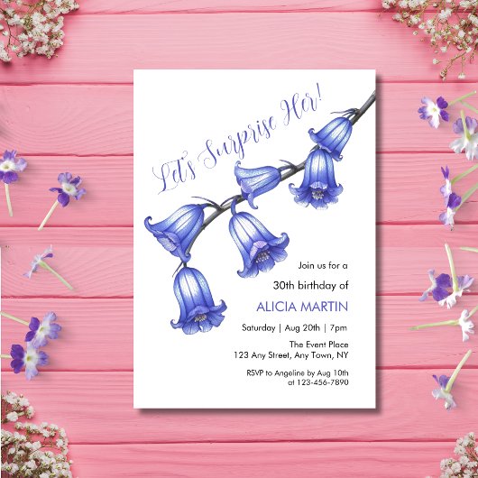 Invitation Chic Bluebell Fleur Blossom Surprise Anniversaire