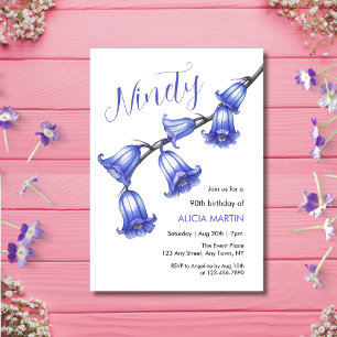 Invitation Chic Bluebell Flower Blossom 90e anniversaire