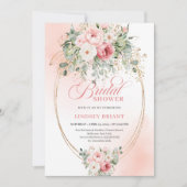 Invitation Chic Blush and Gold Dusty Rose Bridal Shower Card (Devant)