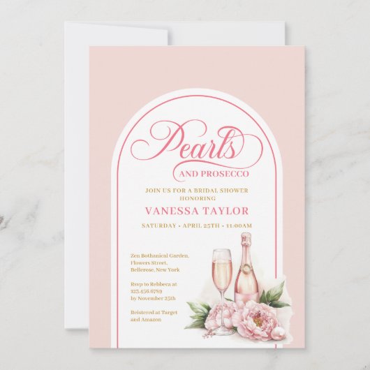 Invitation Chic Blush and Gold Pearls Bridal Shower Invite (Devant)