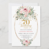 Invitation Chic Blush and Gold Printable 70th Birthday Invite (Devant)