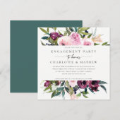 INVITATION CHIC BLUSH BURGUNDY FÊTE DES MARIÉES FLORAL BUNCH (Devant / Derrière)