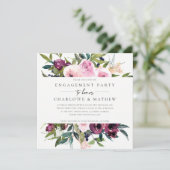 INVITATION CHIC BLUSH BURGUNDY FÊTE DES MARIÉES FLORAL BUNCH (Debout devant)