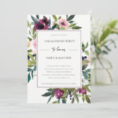 INVITATION CHIC BLUSH BURGUNDY FLORAL BUNCH ENGAGEMENT PARTY (Debout devant)