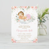 Invitation Chic Blush Floral Doux dormant bébé fille douche  (Debout devant)