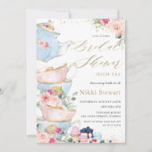 Invitation Chic Blush Floral High Tea Party Fête des mariées (Devant)