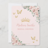 Invitation Chic Blush Floral Papillons Fête des mariées royal (Dos)