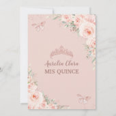 Invitation Chic Blush Floral Rose Gold Butterfly Quinceañera (Dos)
