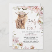 Invitation Chic Blush Floral Vache and Calf Baby shower (Devant)