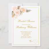 Invitation Chic Blush floral Voyage nuptiale douche Invitatio (Devant)