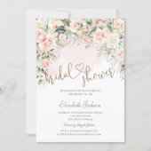 Invitation Chic Blush Flowers Bridal Shower  (Devant)