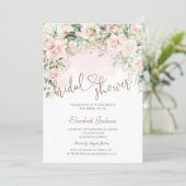 Invitation Chic Blush Flowers Bridal Shower  (Debout devant)