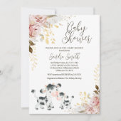 Invitation Chic Blush Gold Cow Calf Baby shower (Devant)