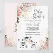 Invitation Chic Blush Gold Cow Calf Baby shower (Devant / Derrière)