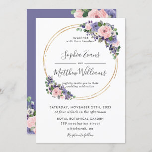 Invitation Chic Blush Lavender Purple Floral Mariage or
