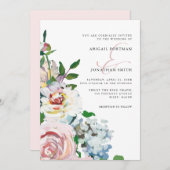 Invitation Chic Blush Pastel Aquarelle Flores Mariage (Devant / Derrière)