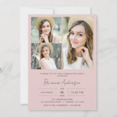 Invitation Chic Blush Pink 4 Photo Graduation Party (Dos)
