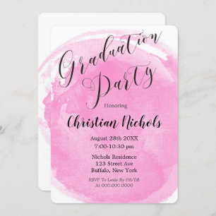 Invitation Chic Blush Pink Aquarelle Graduation Party Invit