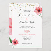Invitation Chic Blush Pink Floral Confetti Frame Wedding (Devant / Derrière)