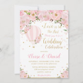 Invitation Chic Blush Pink Floral Hot Air Balloon Mariage (Devant)