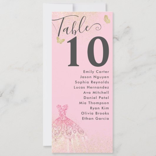 Invitation Chic Blush Pink Gold Parties scintillant Gown Quin (Dos)
