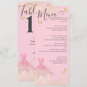 Invitation Chic Blush Pink Gold Parties scintillant Gown Quin (Devant / Derrière)