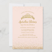 Invitation Chic Blush Pink Gold Parties scintillant Tiara Qui (Devant)