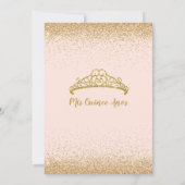 Invitation Chic Blush Pink Gold Parties scintillant Tiara Qui (Dos)
