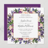 Invitation Chic Blush Plum Lavender Purple FlorMariage (Devant / Derrière)