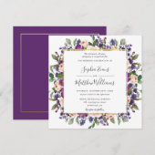 Invitation Chic Blush Plum Lilac Purple FlorMariage (Devant / Derrière)